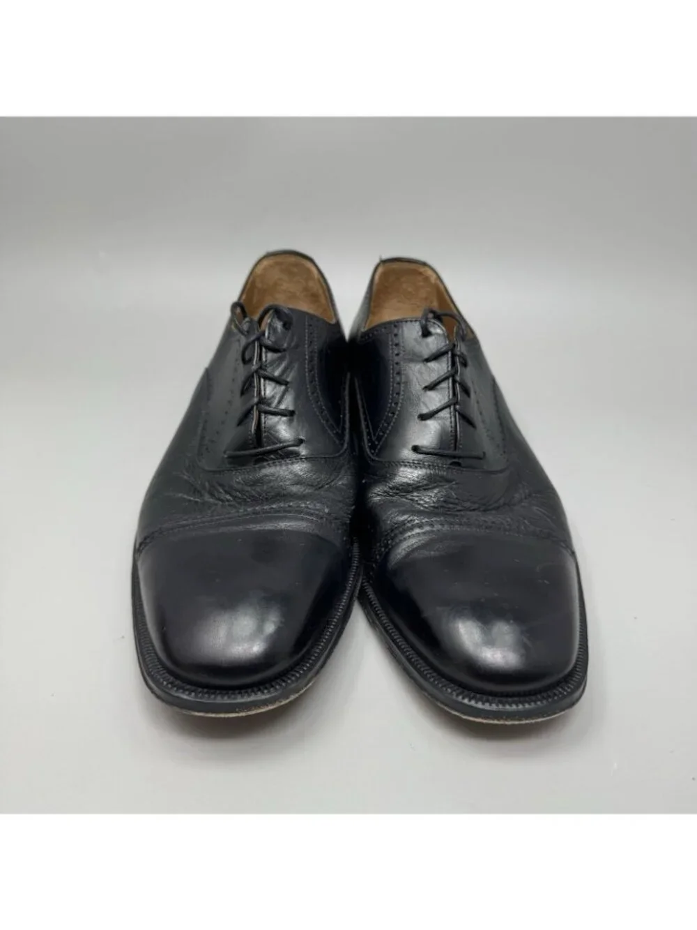 MAGNANNI Cap Toe Oxford Glove Leather Sz 10 Black Dress Shoes
